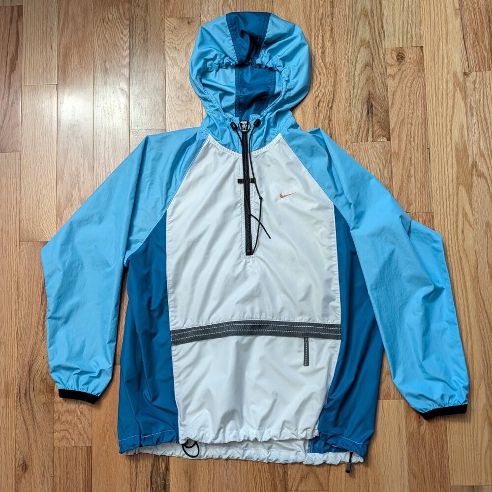 Vtg 90s Nike Men's L Windbreaker 1/2 Zip Jacket Kangaroo Pouch Pullover Y2K
